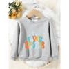 Unisex Kids Crewneck Sweatshirt, Colorful Happy Easter Bunny Ear Paw Print Pullover, Boys Girls Easter Casual Sweatshirt For Kids Over 4 Years Old