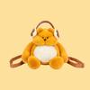 Kawaii Bear Plush Backpack Squishy Fluffy Animal Shaped Bag For Girls Casual Daily Use Cartoon School Bag With Headphone Design