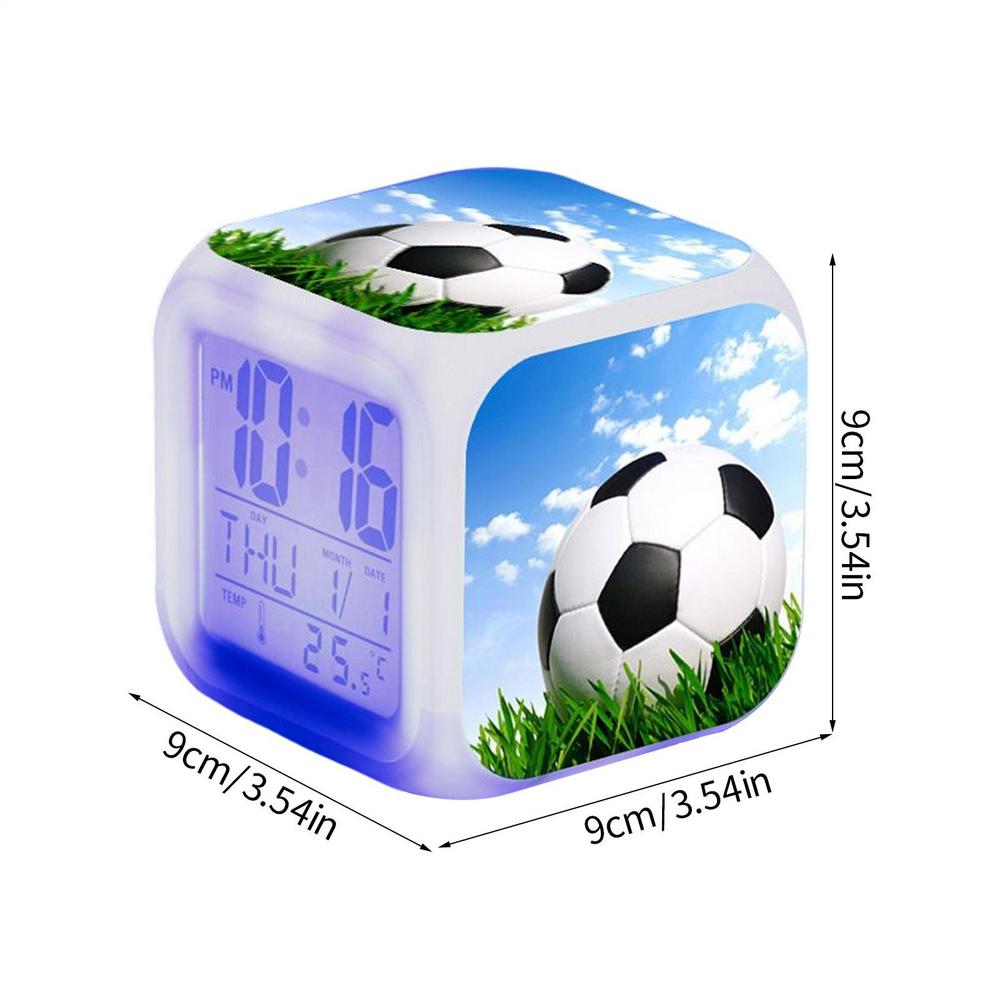 Creative Football Alarm Clock Kid Alarm Clock Bedside Alarm Clock Night Light Color Change 7 Colors Led Alarm Clock Home Decor