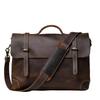 Men's Retro Genuine Leather Crossbody Messenger Bag - Handmade Crazy Horse Cowhide Briefcase