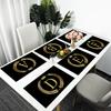 1PC Home Decor Black Gold Letter Printing Linen Placemat for Dining Table Drink Coaster Home Decoration Modern Kitchen Cup Pads