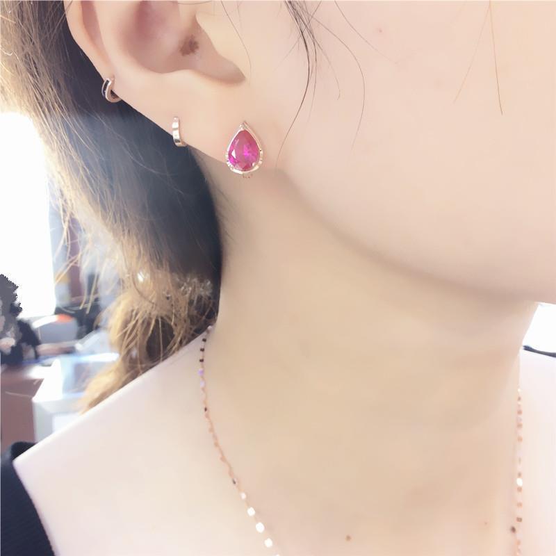 Purple Gold-Plated Rose Gold Water Drop-Shaped Egg Surface Earrings, Simple Light Luxury, High-End Color Gold Ear Buckle Ear Jewelry