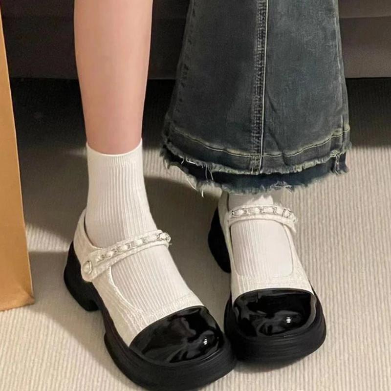 Fashion Ladies Pumps Platform Gothic with Medium Heels Round Toe Women's Shoes Mary Jane Japanese Style Lolita Block Heel Chunky 39 Y2k