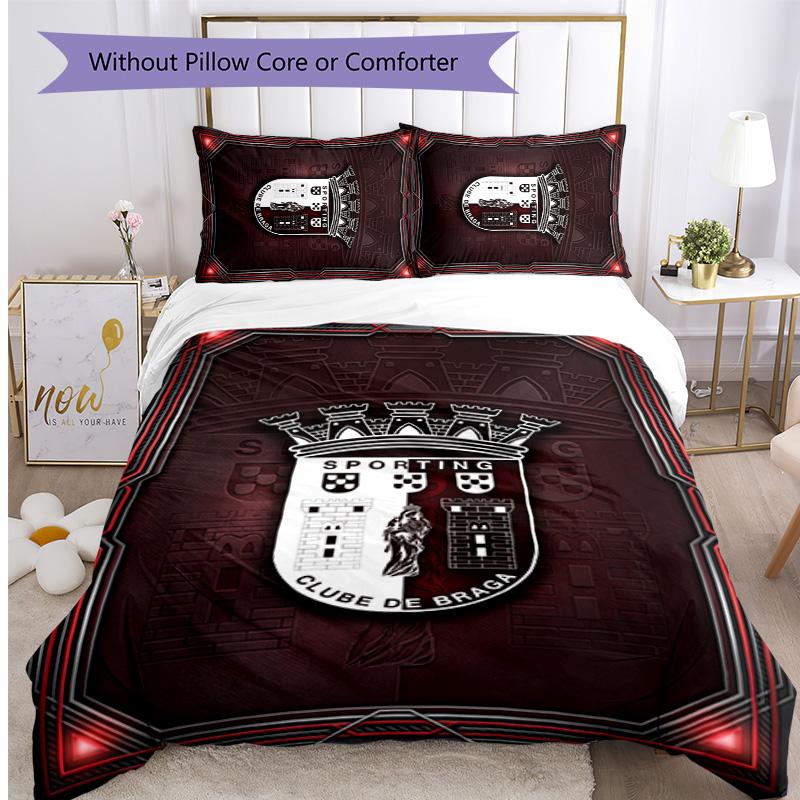 Braga FC Printed 3PCS Bedding Set Breathable Duvet Cover with Pillowcases Decorative Bed Linen for Bedroom Home