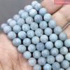 Light Blue Jasper Chalcedony Natural Stone Round Beads for Jewelry Making 15"Strand 6 8 10 12MM Diy Bracelet Necklace Ear Studs