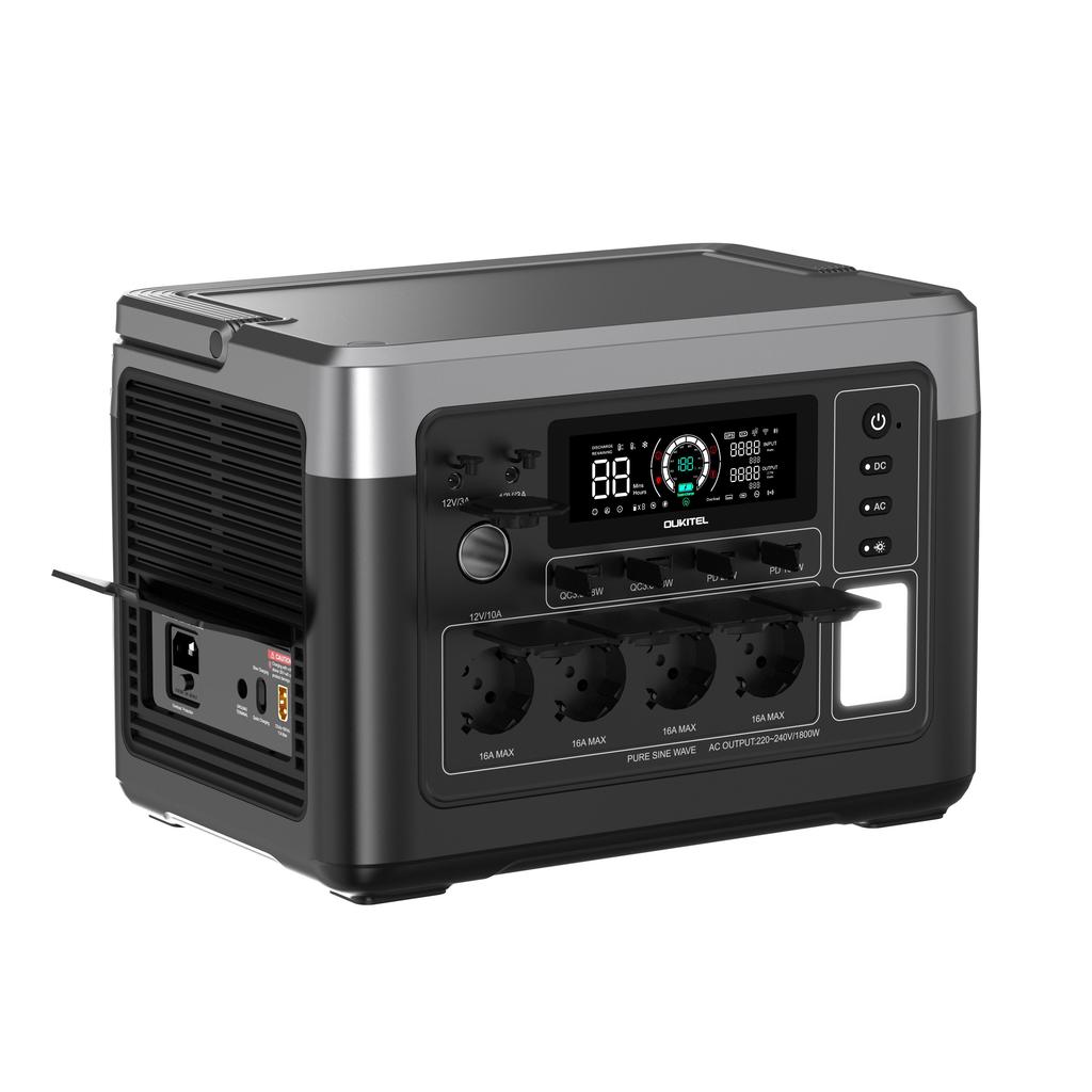 OUKITEL P1000 PLUS Tragbare Powerstation, 1800W 1024Wh Solargenerator mit LiFePO4-Akku, Schnellladung, Intelligente App-Steuerung für den Außenbereich