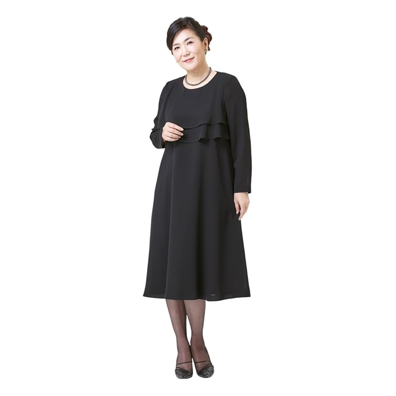

[Monoir] (Cernina) Cellnina mourning clothes ladies big size tiered black formal one piece all seasons FX8P067C M black