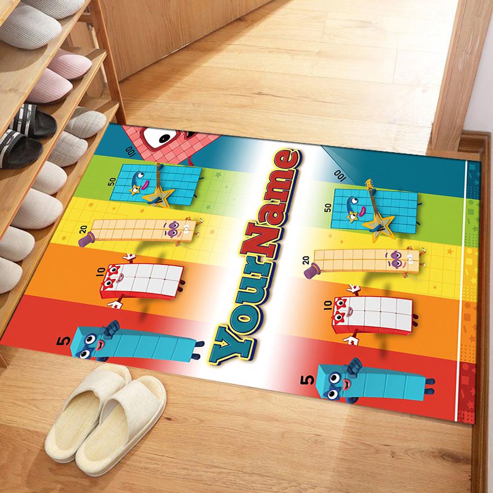 Tappeto Design Personalizzabile con Testo Numberblocks per Stanza del Dormitorio, Sale Giochi, Soggiorni, Balcone, Tappeto Antiscivolo, Ufficio, Arredamento Casa