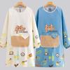 Cartoon Kitchen Apron Waterproof Long Sleeve Cooking Baking Bibs Cross Back Anti-fouling Catering Work Clothes for Home Kitchen