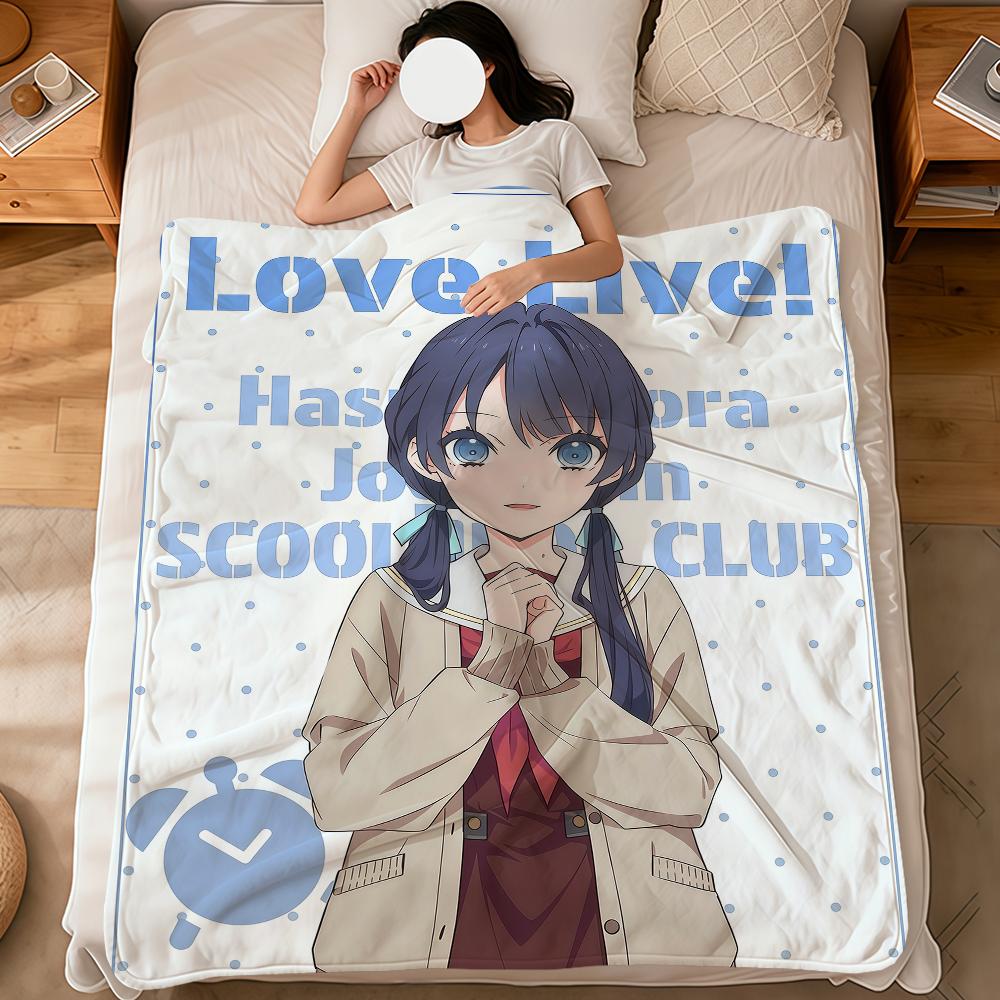 Anime Kawaii Art Girl Love L-live Soft Warm Plush Blanket for Dormitory Sofa Living Room Pet Hogar Bedroom Gift Nap Home Flannel