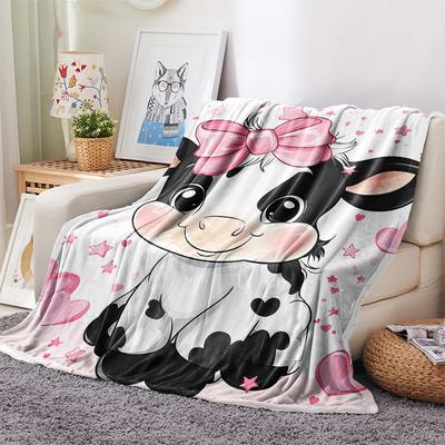 Cow Print Flannel Blanket, High Quality Comfortable for All Seasons, Home Decor, Warmth and Comfort, Perfect for Christmas Gifts