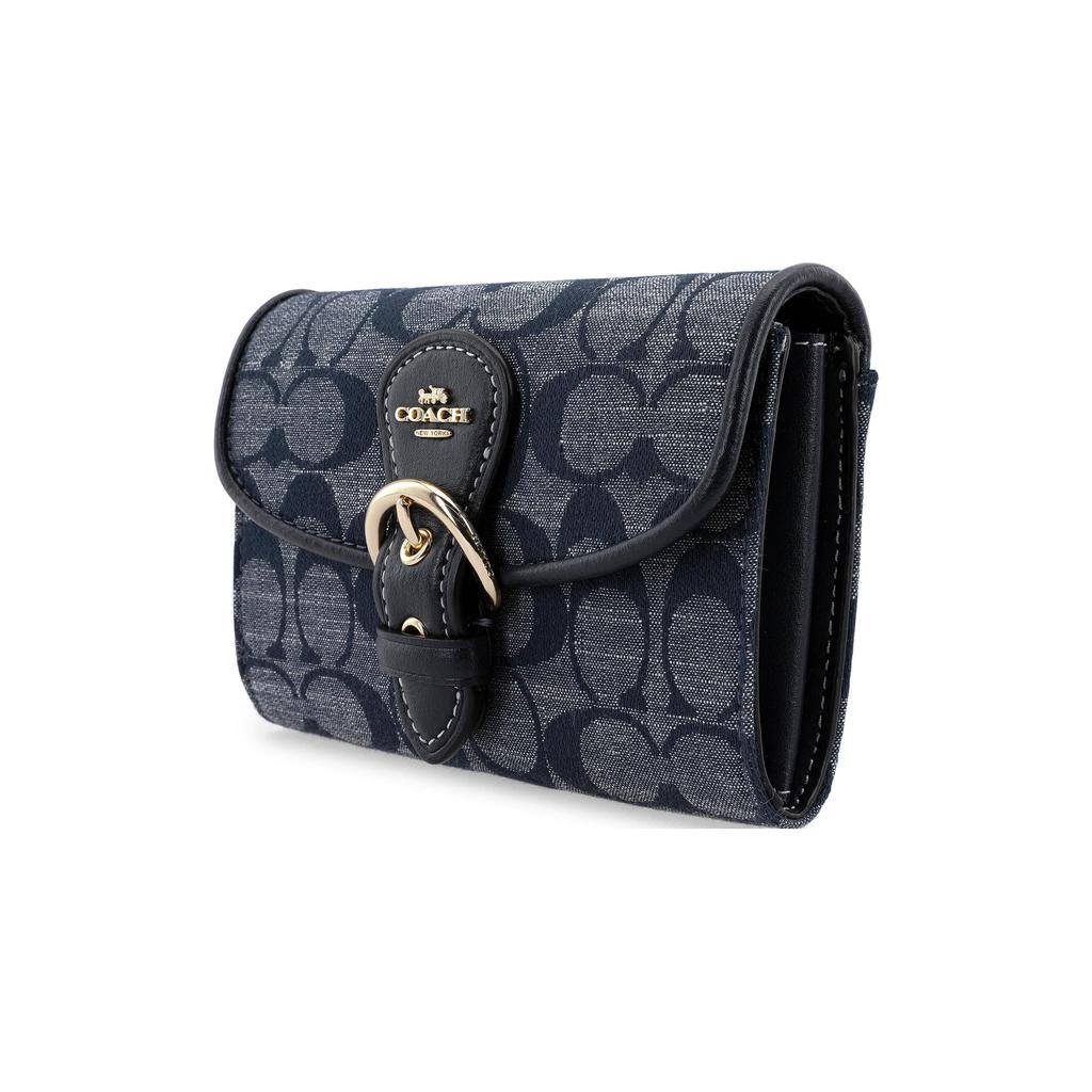 Coach Kleo 15 Classic Monogram Leather And Fabric Mini Clutch Women Clutch Denim-Blue C8308-IMDEI