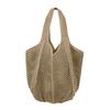 Knitted Handbag with Convenient Structure Solid Color Spacious Beach Bag Exotic Vacation Roomy Tote Bag