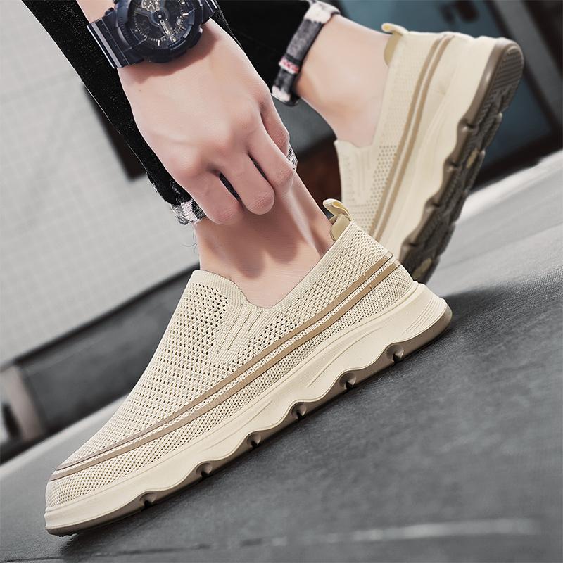 Fashion Men's Loafers Soft Sole Comfortable Mesh Fabric Anti Slip Summer Thick Sole Breathable Fashion Versatile Sports Men's Shoes