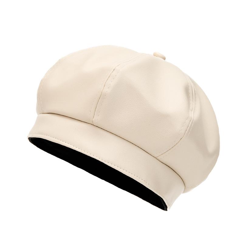 Женский осенне-зимний берет из ПУ, Шляпа художника, Британская тыквенная шляпа, Ретро восьмиугольная шляпа