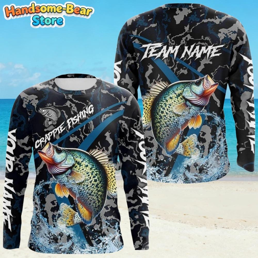 Men's T-Shirt Fishing Pattern Fashion Autumn Long Sleeve Casual Comfortable Boys Top Outdoor Sportswear Children's Clothing