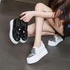 Thick-soled One-pedal Women's Shoes 2025 Summer New Mesh Shoes Breathable Casual Muffin Shoes Inner Height Solid Color Trend