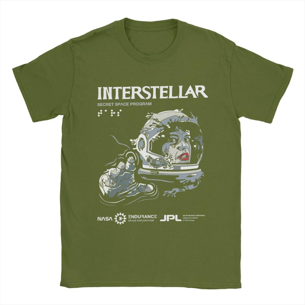 Men Interstellar Wormhole Handshake T Shirt Pure Cotton Tops Vintage Short Sleeve Round Neck Tees Graphic T-Shirt