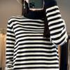 YYFS Damemote Casual Stripe Print Høst Vinter Langermet Half Turtleneck gensere