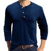 Autumn and Winter Classic Solid Round Neck Button Long Sleeve Men's T-Shirt