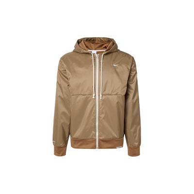 Unifarbene Kapuzen-Zip-Jacke mit Logo-Print für Herren, Jacken, Braun DQ6185-258