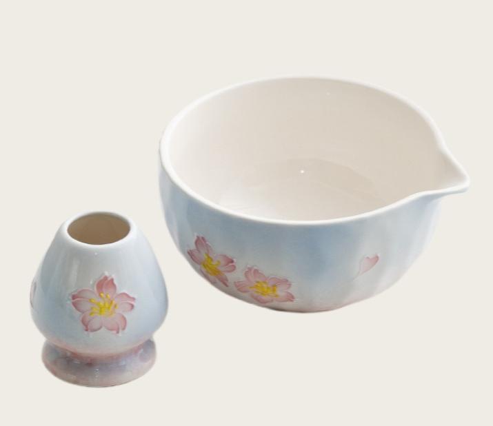 Traditionelles Bambus Keramik Japanisches Matcha Tee Set Keramikschale Bambus Matcha Besen und Teelöffel Teezubereitungswerkzeuge Zubehör