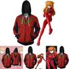 Evangelion Asuka Langley Soryu Cosplay Costume Anime Hoodie Zipper Sweat Jacket