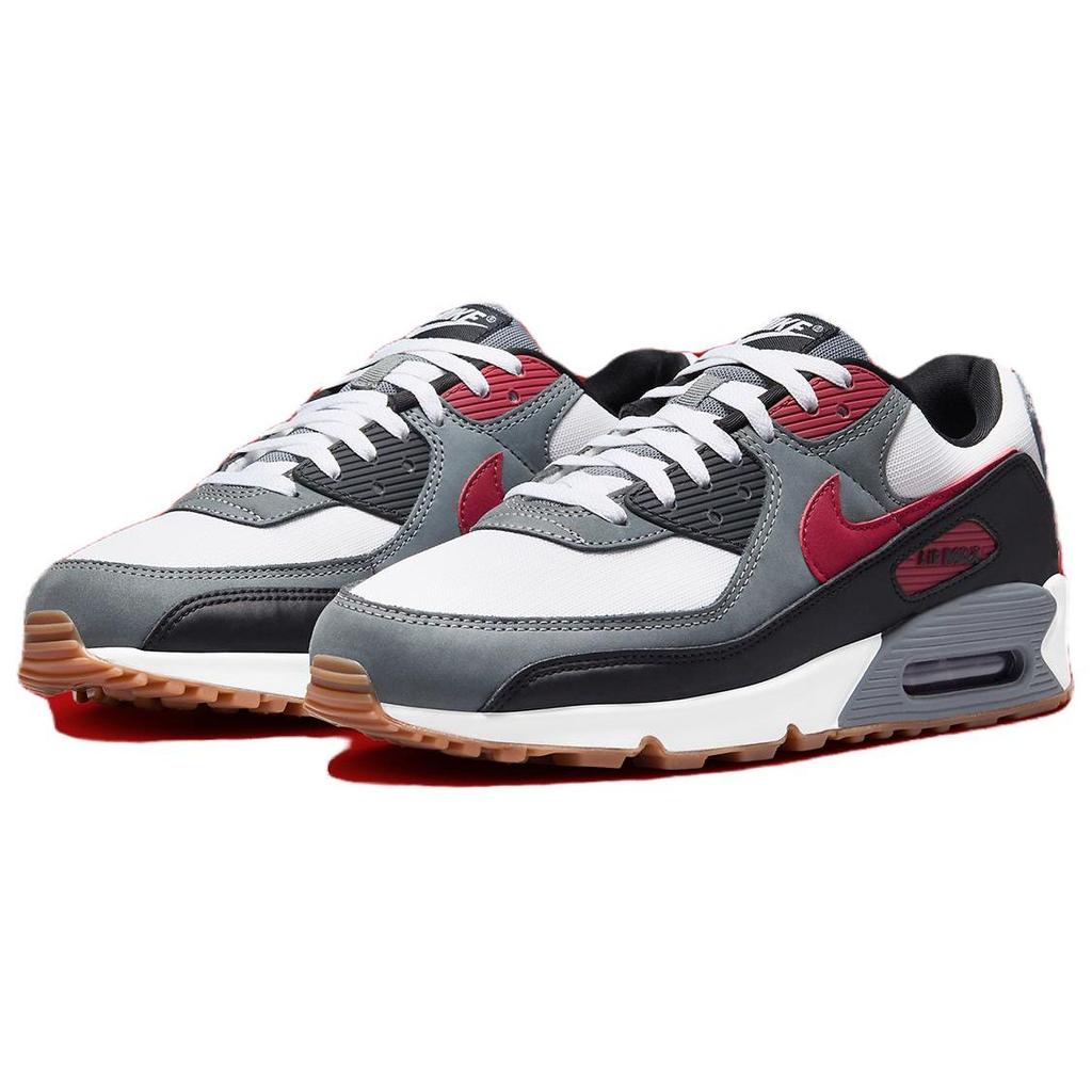 Nike Air Max 90 Team Red Gum Men Sneakers White Cool-Grey Black FB9658-100