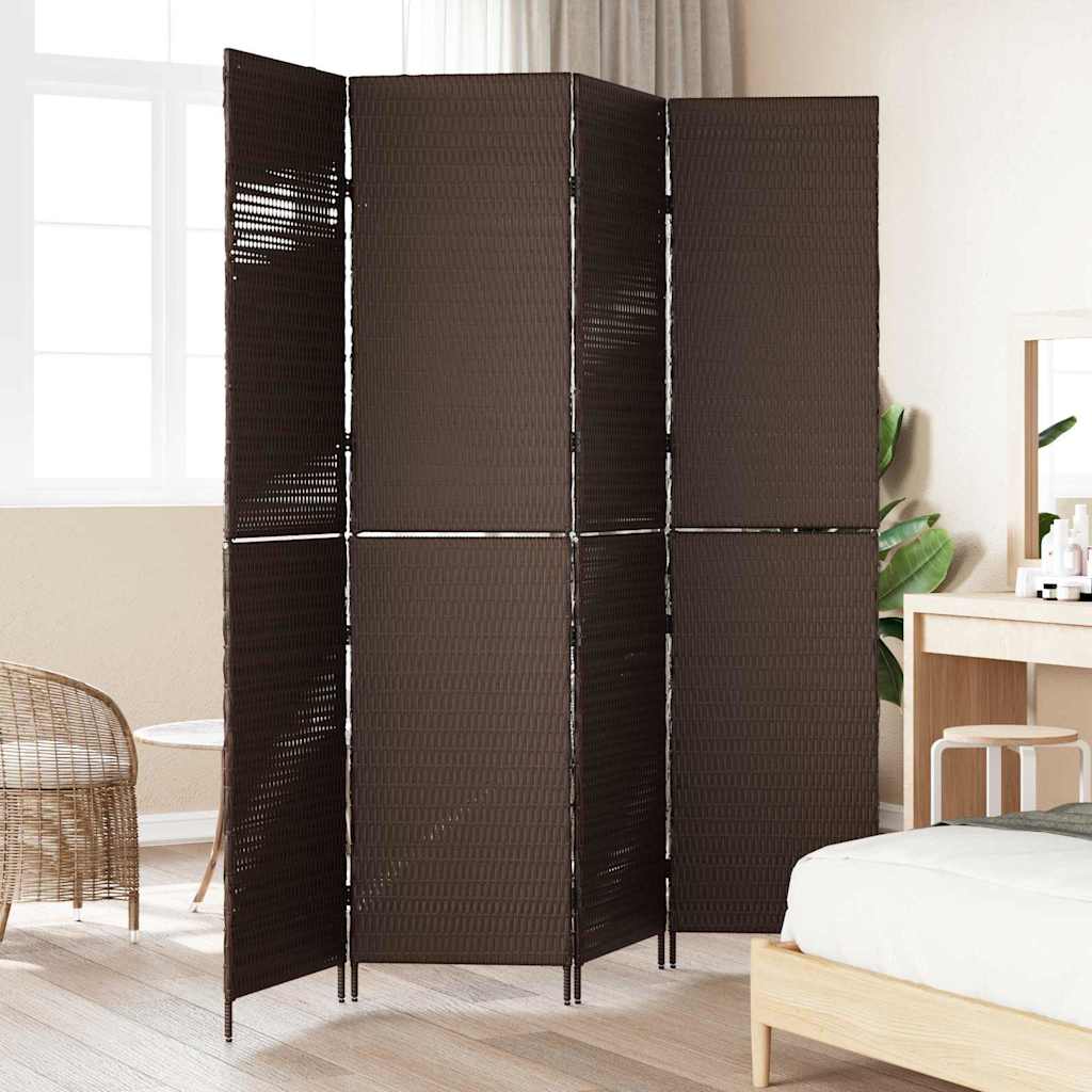 Room Divider Brown 195 X 180 Cm Poly Rattan