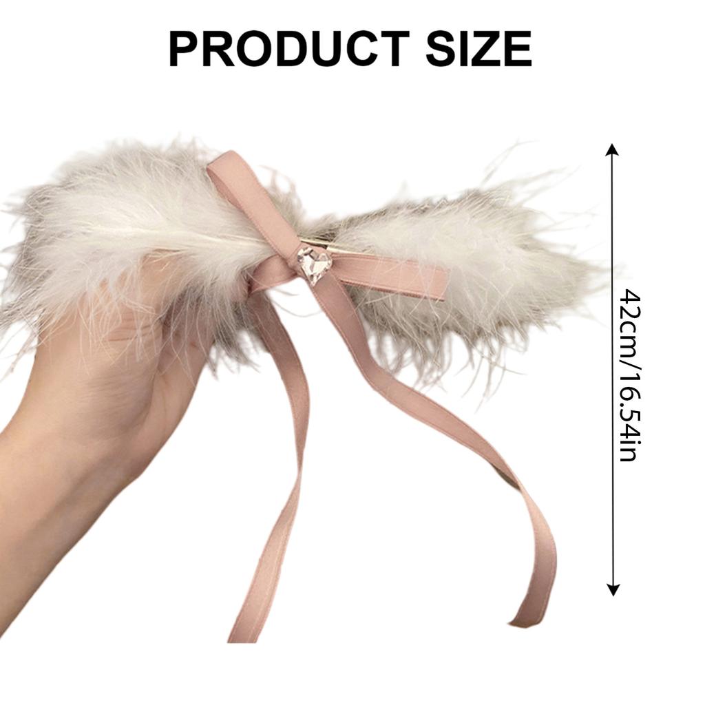 Wing Heart Hair Clip Bows Balletcore Sweet Bows Flat Clip Balletcore Hairpin Bows Elegant Hair Clip for Bunches