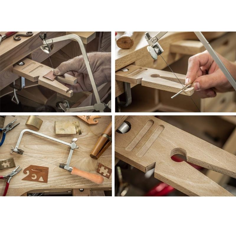 Wood Handle Jewelry Saw U Shaped Saw Frame V Slot Bench Pin Jewelry Tools Perfect Gift for Professional Metalworkers
