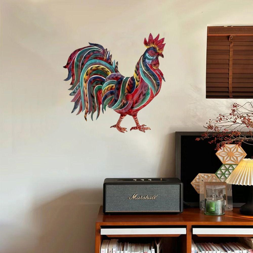 Metal Rooster Wall Hanging Decoration Art Background Pendant  Living Room