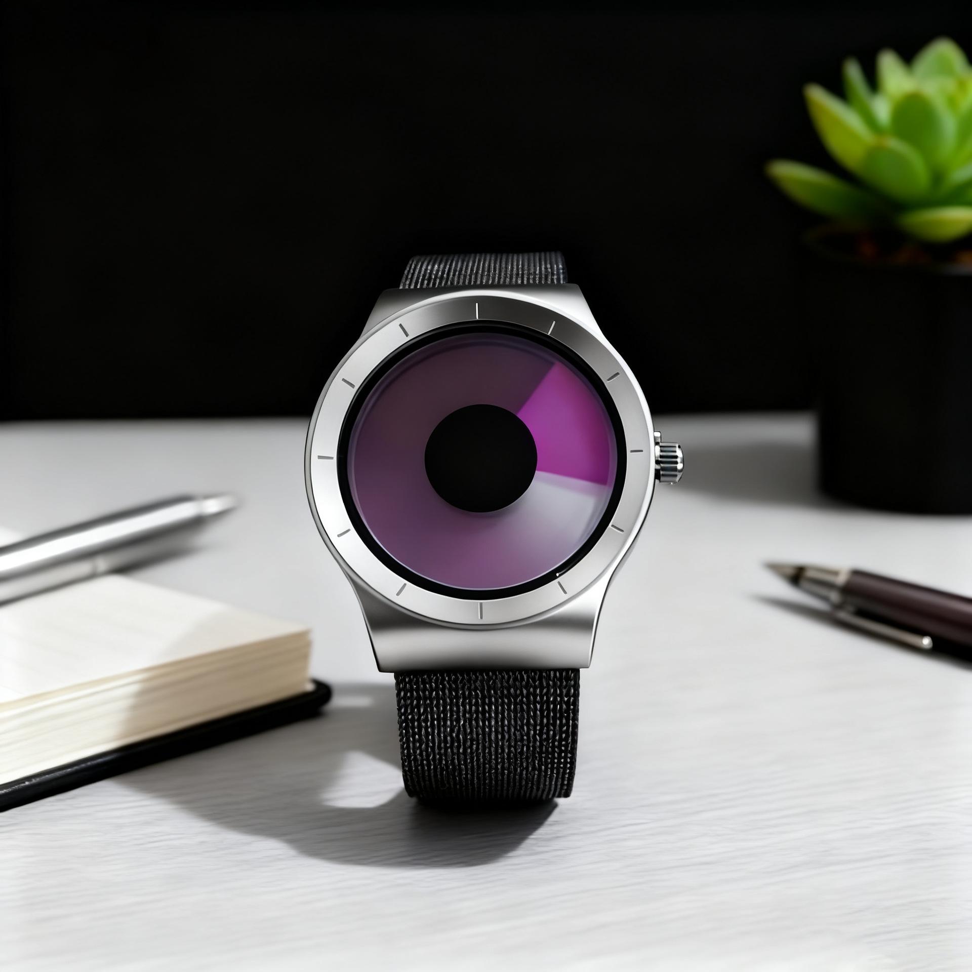 Starry Sky Vortex Concept Element Dial Sports Watch Mesh Strap Premium Light Luxury Color Quartz Watch розовый цвет-серебро