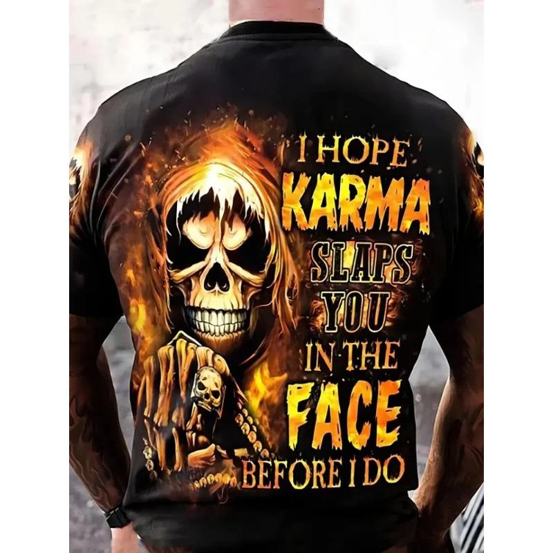 Men's Punk Skull 3D Prints T-Shirt Summer Fashion Outdoor O-Neck Skull Graphic T Shirts Street Short Sleeve Tee Top Men Clothing