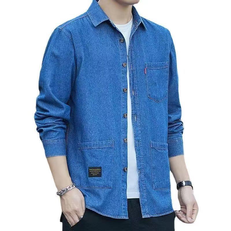 Herren Langarm Locker Geschnittenes Denim Workwear Hemd: Trendige Freizeitmode
