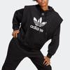 Adidas Originals Trefoil Logo Print Hoodie With Drawstring Women Tops Black IC5576