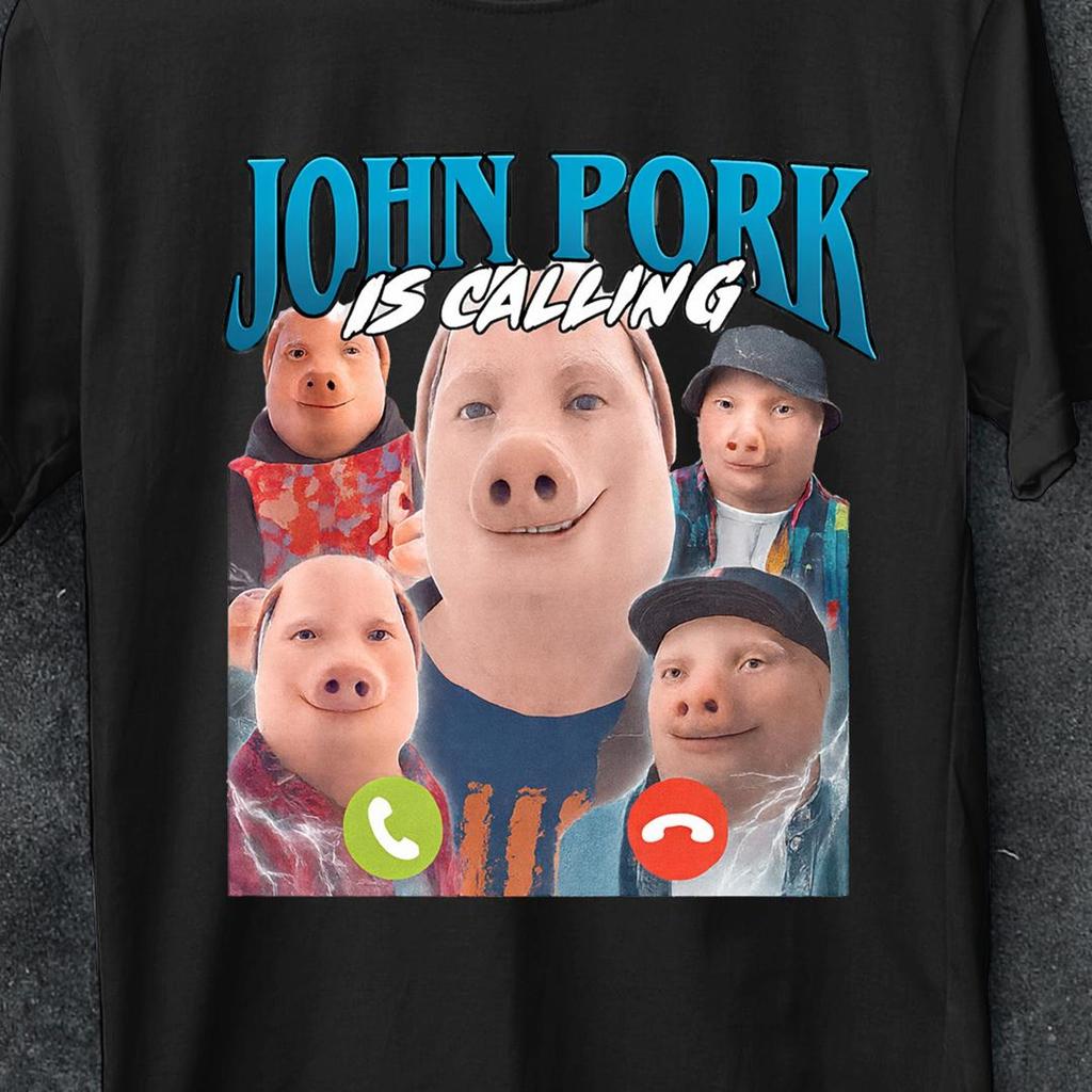 John Pork Meme T-Shirt, Funny Memes Tee, Brainrot Meme Apparel, Viral Meme Gift for Teens & Adults, Dih Memes Shirt, John Pork Is Calling