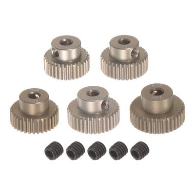 Uxcell 64P Pinion Gear Set, 3.175mm (18") Shaft, 31T, 32T, 33T, 34T, 35T, Aluminum Alloy Motor Gear for 110 RC Car (Set of 5)