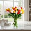 10Pcs Spring Wedding & Mother's Day Tulips, Multicolor PU Stem for Centerpiece, Home Table Decor, Realistic Artificial Flowers