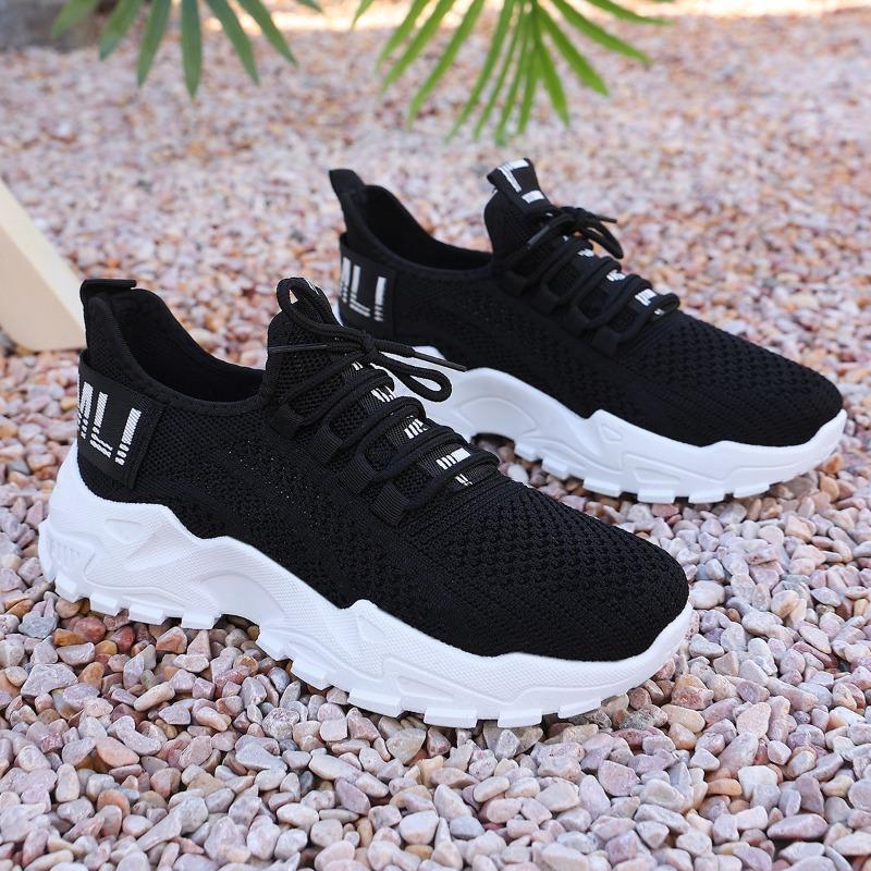 Women's Summer Breathable Knit Thick-Soled Casual Sports Shoes, Anti-Slip Versatile Popular Footwear, Available In Large Sizes.