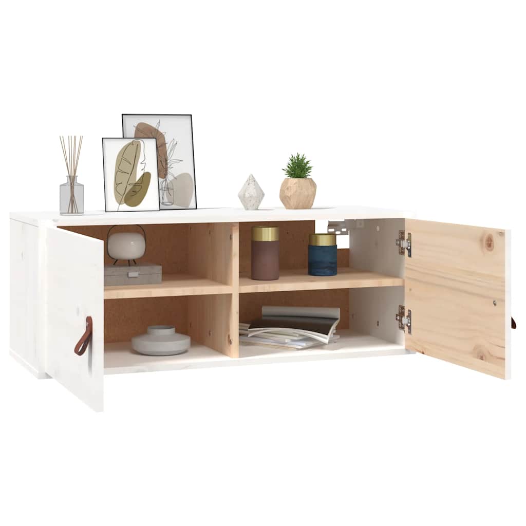 Vidaxl Szafka Ścienna, Biała, 80X30X30 Cm, Lite Drewno Sosnowe