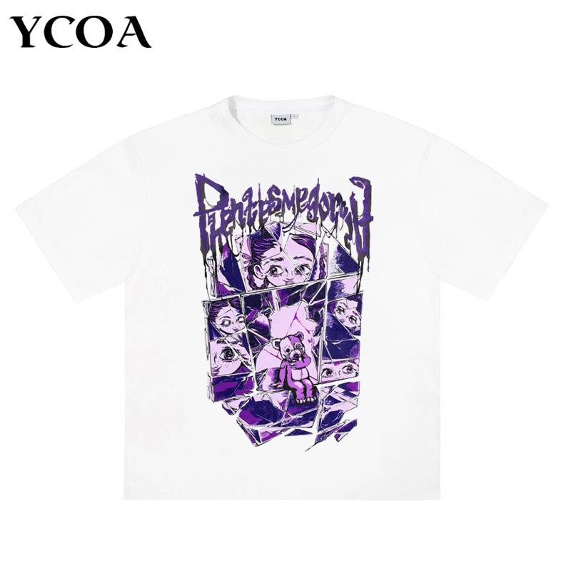 Mens TShirt Phantasmagoria Graphic Cotton Oversized Vintage Harajuku Short Sleeve Tops Tees Aesthetic Y2k Streetwear Clothing