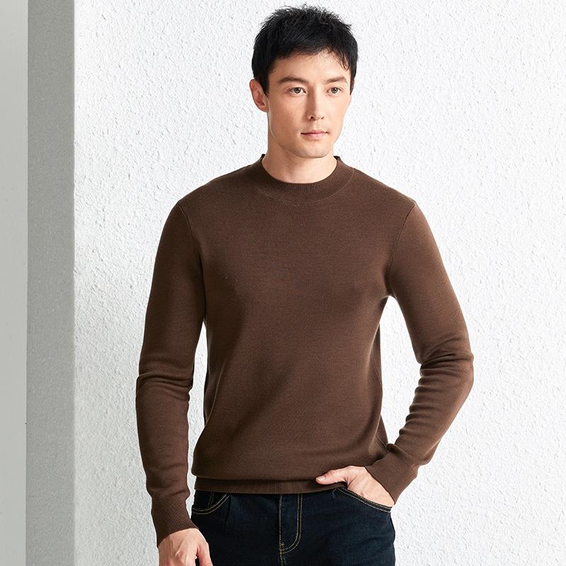 Winter Puyuan Herren Pullover 100% Wolle Halbhoher Kragen: High-End, Hautfreundlich, Leichter Luxus, Einfarbig, Warm und Bequem.