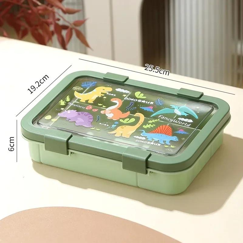 

1500ml Leakproof Lunch Box Cartoon Bento Box for Students Office Rectangular Children s Food Container Microwave Oven Tableware зелёный