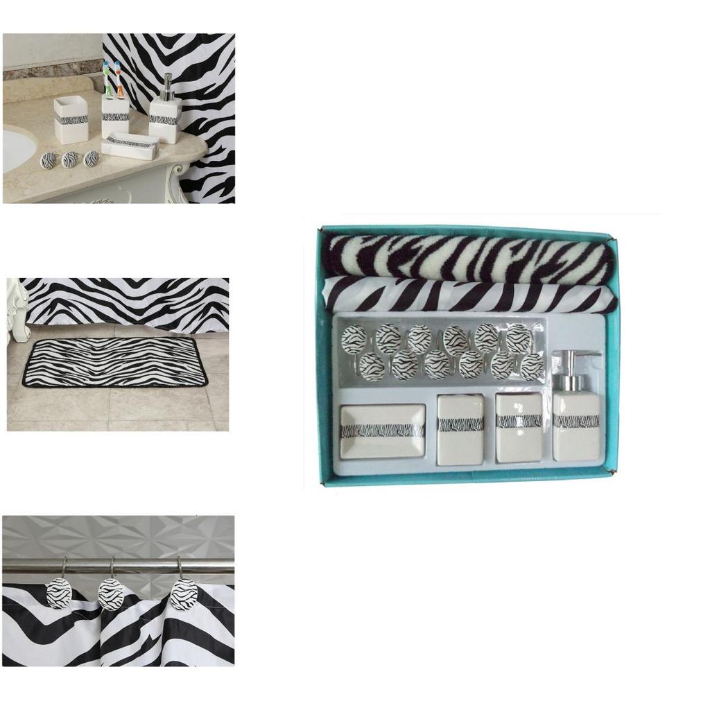 Modern Geometric Polyester Bathroom Set With Shower Curtain And Nonslip Mat For Home Use