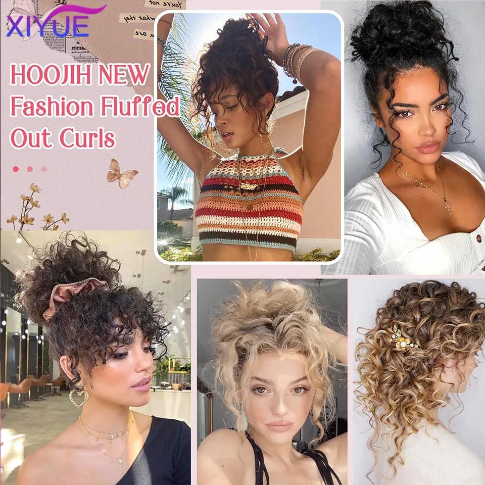 Messy Bun Elastic Drawstring Loose Curly Hair Synthetic Bun Hair Accessories for Women's Short Curly Hair Ponytail