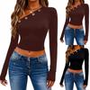 Women's Long,sleeved Off,shoulder Color Cropped Top