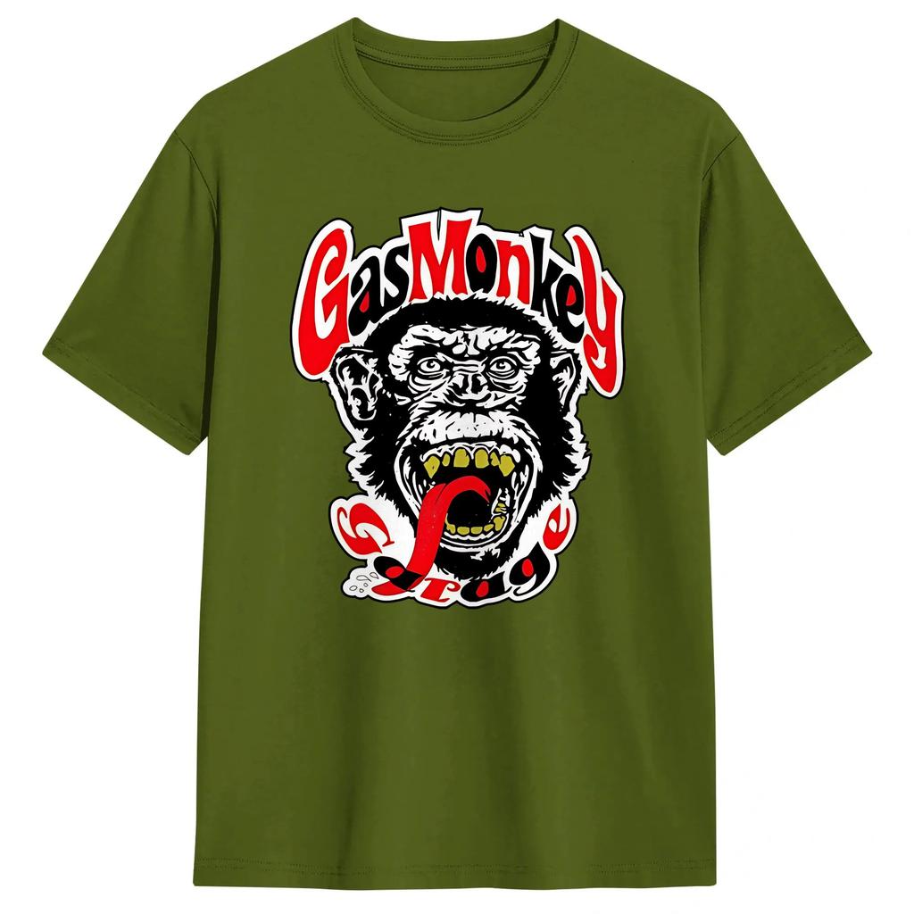 Monkey Gas Garage TShirt Unisex Awesome Pure Cotton Tee Shirt Round Neck Short Sleeve T Shirts Adult Tops
