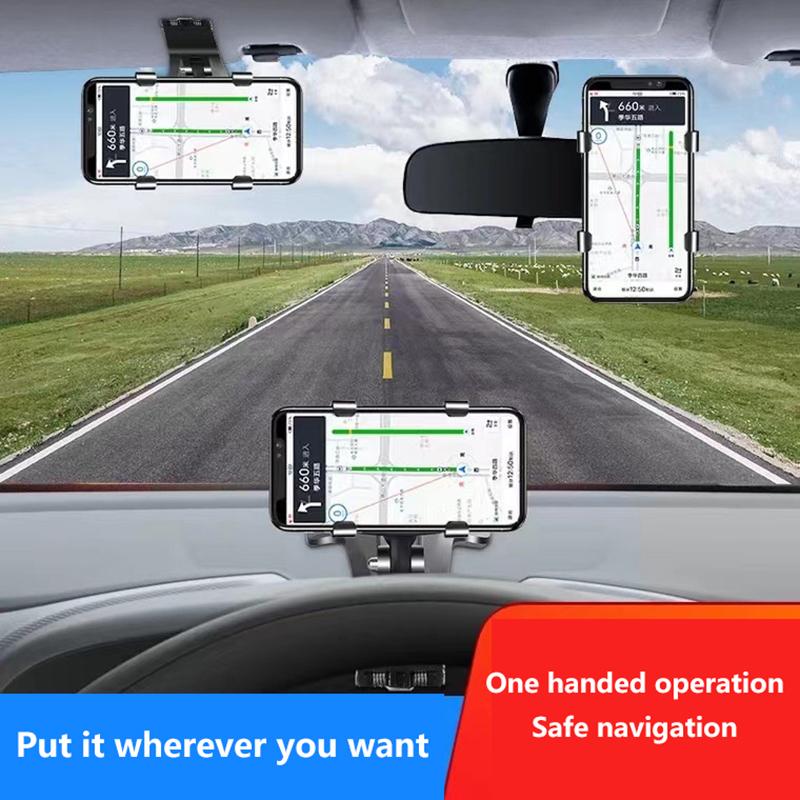Car Mobile Phone Holder Multi-Function Rotating Instrument Panel Rearview Mirror Navigation Holder Gps Widely Compatible