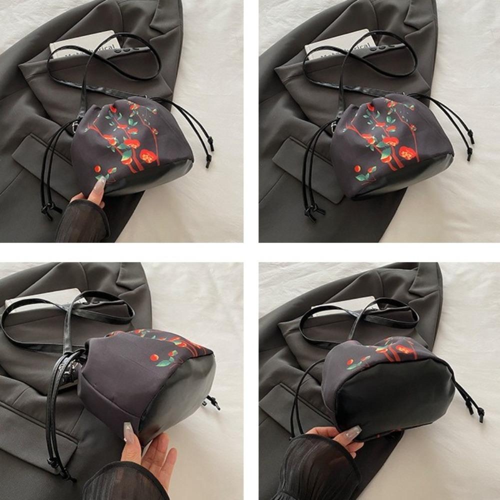 Chinese Style Ethnic Style Crossbody Bag Cloth Hanfu Drawstrings Bag Casual Flower Handbags  Travel